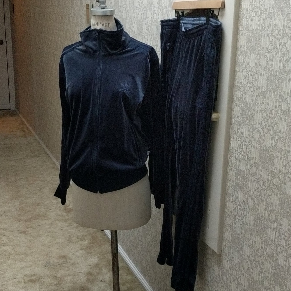 Adidas velour track suit